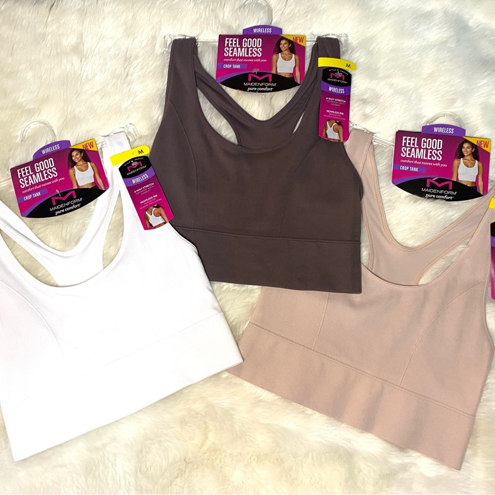 SALE NWT Wireless Seamless Crop Bralette Top in Brown Sparrow - Picture 2 of 9